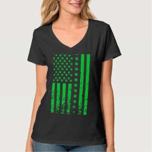 Camiseta Dia de São Patrício Green Irish American Flag Sha