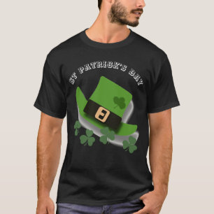 Camiseta Dia de São Patrício Green Leprechaun Hat e Shamroc