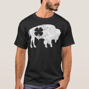 Camiseta Dia de São Patrício Green Shamrock Buffalo Bison I