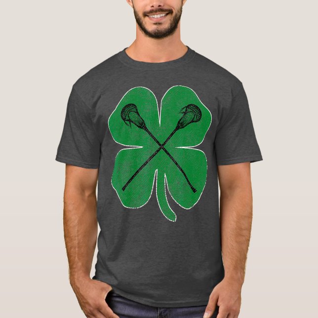 Camiseta Dia de São Patrício Green Shamrock Lacrosse Irland (Frente)