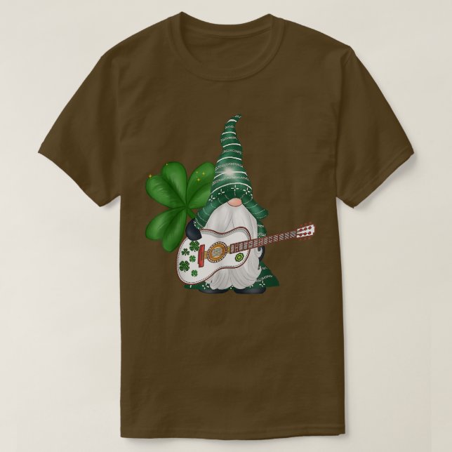 Camiseta Dia de São Patrício Guitarra Música Gnomos Engraça (Frente do Design)