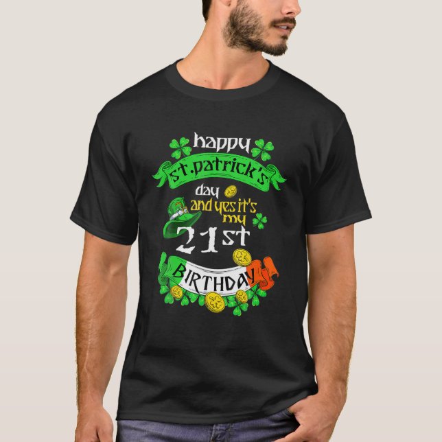 Camiseta Dia de São Patrício Iris Com 21 Anos (Frente)