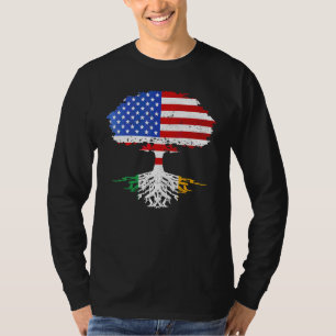 Camiseta Dia de São Patrício Irish American Flag Grown Root