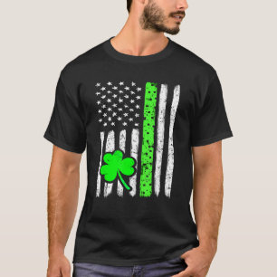 Camiseta Dia de São Patrício Irish American Flag Happy Rua