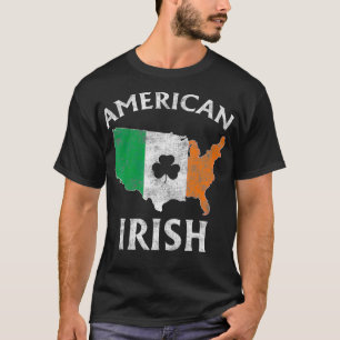 Camiseta Dia de São Patrício Irish American Flag Ireland
