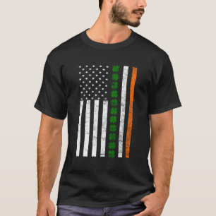 Camiseta Dia de São Patrício Irish American Flag Ireland Sh