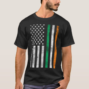 Camiseta Dia de São Patrício Irish American Flag Shamrock