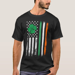 Camiseta Dia de São Patrício Irish American Flag Vintage Sh
