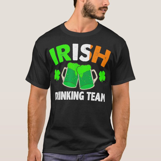 Camiseta Dia de São Patrício IRISH BEBENDO TEAM Ireland Fla (Frente)
