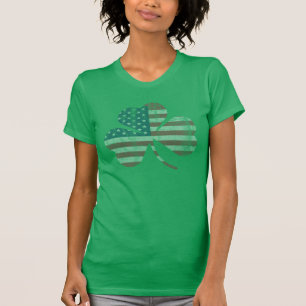 Camiseta Dia de São Patrício irlandês do trevo da bandei