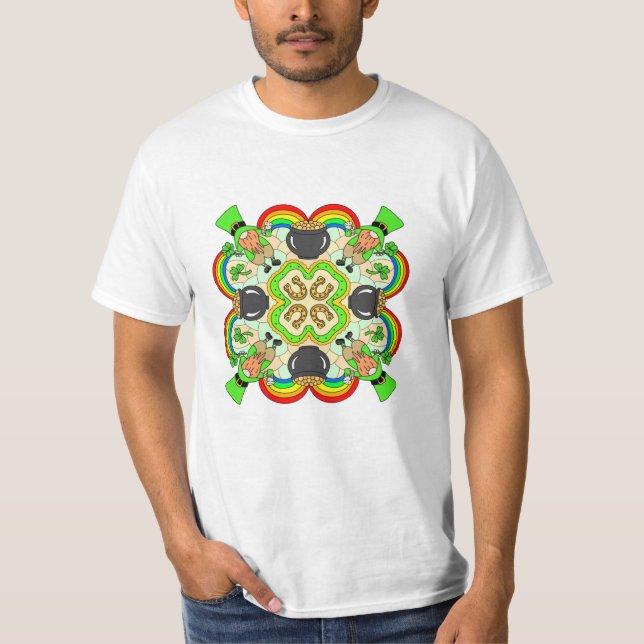 Camiseta Dia de São Patrício | Irlandês inspirado Mandala (Frente)