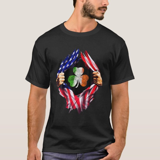 Camiseta DIA DE SÃO PATRÍCIO irlandês Irish American Flag S (Frente)