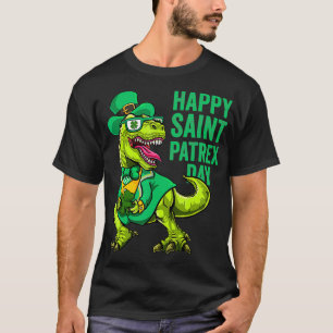 Camiseta Dia de São Patrício Irlandês Leprechaun Dinosau