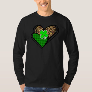 Camiseta Dia de São Patrício Leopard Heart Buffalo Green Xa