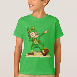 Camiseta Dia de São Patrício Leprechaun Dabbing Funny Graph
