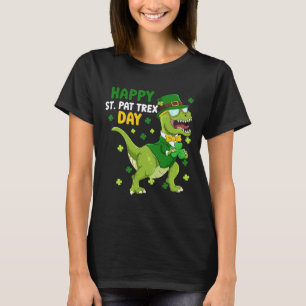 Camiseta Dia de São Patrício Leprechaun Dinossauro Dino Fel