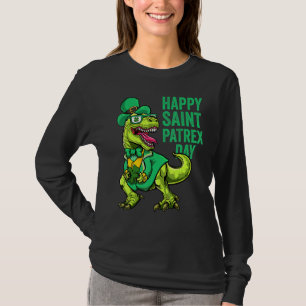 Camiseta Dia de São Patrício Leprechaun Irlandês Dinossauro