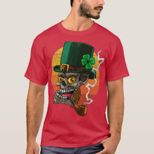 Camiseta Dia de São Patrício Leprechaun Irlandês Skeleton