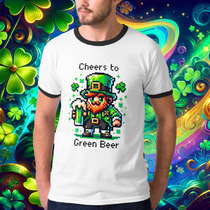 Camiseta Dia de São Patrício Leprechaun Saúde à Cerveja V