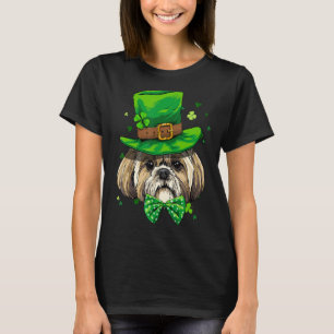 Camiseta Dia de São Patrício Leprechaun Shamrock Shih Tzu I