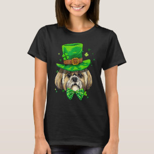 Camiseta Dia de São Patrício Leprechaun Shamrock Shih Tzu I