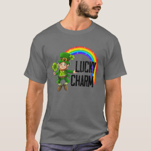 Camiseta Dia de São Patrício Lucky Charm Leprechaun Rainb