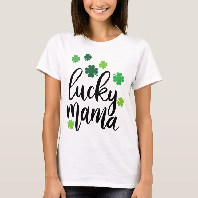 Camiseta dia de São Patrício mãe sortuda (Frente)