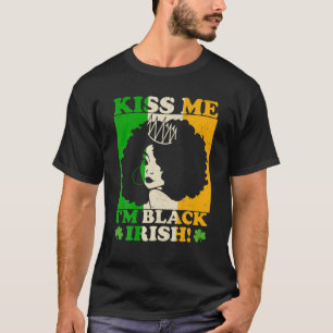 Camiseta Dia de São Patrício me beije sou negro irlandês