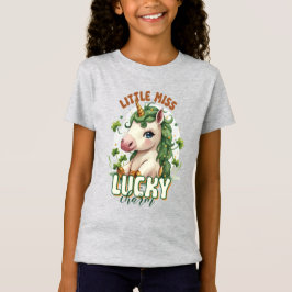 Camiseta Dia de São Patrício Meninas Unicórnio Sortudo