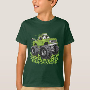 Camiseta Dia de São Patrício Meninos Caminhão Monstro Sortu