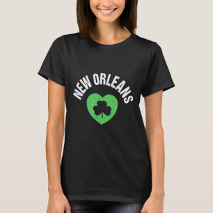 Camiseta Dia de São Patrício Nova Orleans Coração Verde San