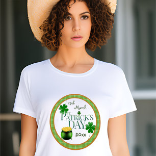 Camiseta Dia de São Patrício o' Dourado Shamrock