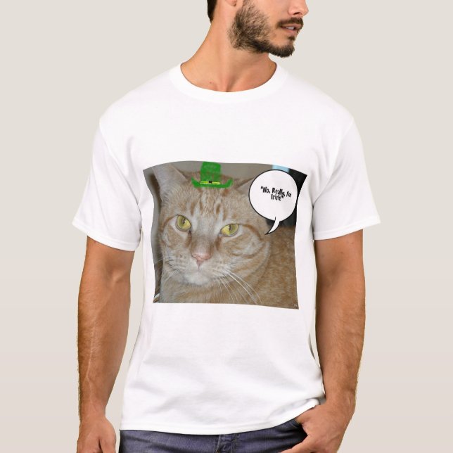 Camiseta Dia de São Patrício Orange Tabby Cat (Frente)