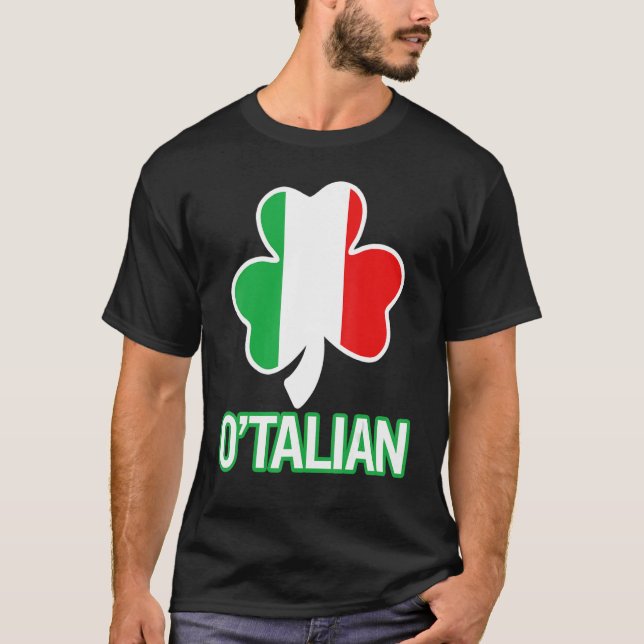Camiseta Dia de São Patrício O'talian Italiana Flag Italia  (Frente)