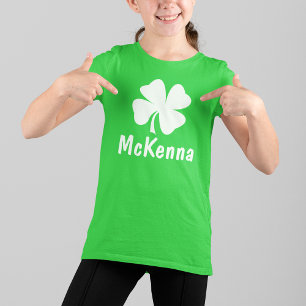 Camiseta Dia de São Patrício para Crianças de Shamrock Verd