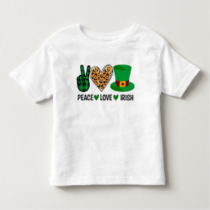Camiseta Dia de São Patrício Peace Love Irish