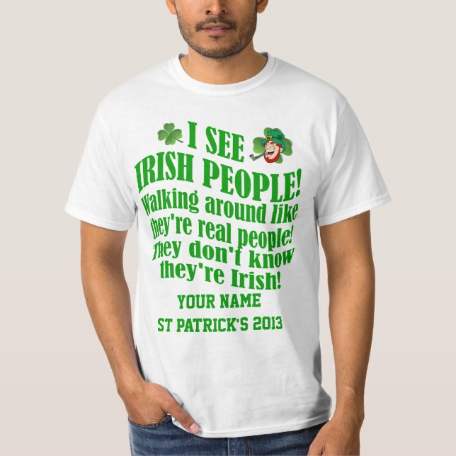 Camiseta Dia de São Patrício personalizado engraçado (Frente)