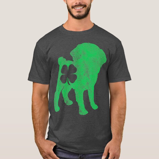 Camiseta Dia de São Patrício Pug Shamrock Clover Men (Frente)