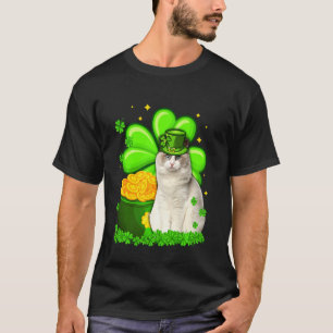 Camiseta Dia de São Patrício Ragdoll Irish Shamrock Cat