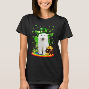 Camiseta Dia de São Patrício Samoyed Shamrock Dog Loves