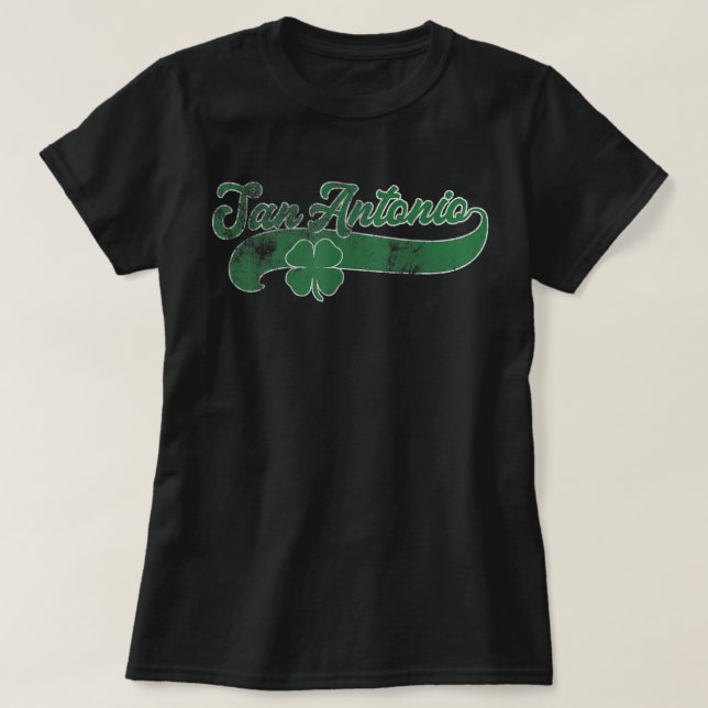 Camiseta Dia de São Patrício Shamrock San Antonio Texas Tx  (Frente do Design)