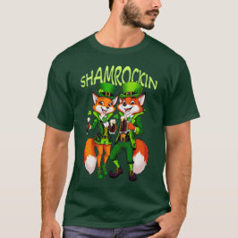 Camiseta Dia de São Patrício, Shamrockin Fox Leprechauns Ve