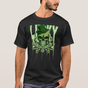 Camiseta Dia de São Patrício Skull Irish 4 Leaf Clover Sh