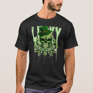 Camiseta Dia de São Patrício Skull Irish 4 Leaf Clover Sham
