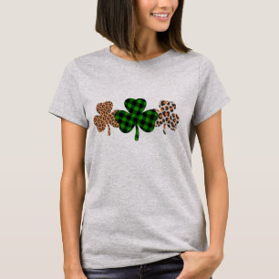Camiseta Dia de São Patrício Sorte Lucky Verde Xadrez Trevo