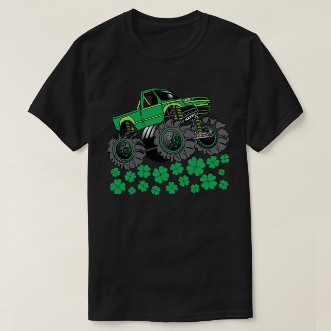 Camiseta Dia de São Patrício Toddler Monster Truck Boys Gif (Frente do Design)