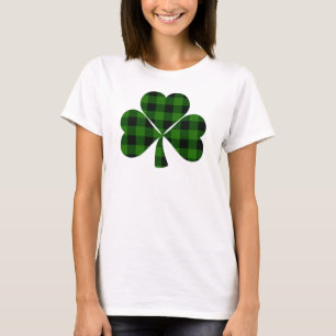 Camiseta Dia de São Patrício, trevo de xadrez verde irlandê