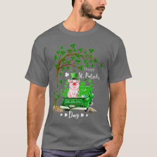 Camiseta Dia de São Patrício Truck Pig Family Shamrock Clov