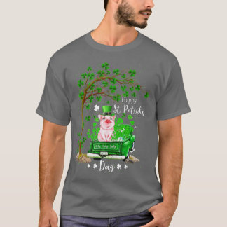 Camiseta Dia de São Patrício Truck Pig Family Shamrock Clov