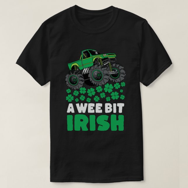 Camiseta Dia de São Patrício Um Caminhão De Monstro Irlandê (Frente do Design)